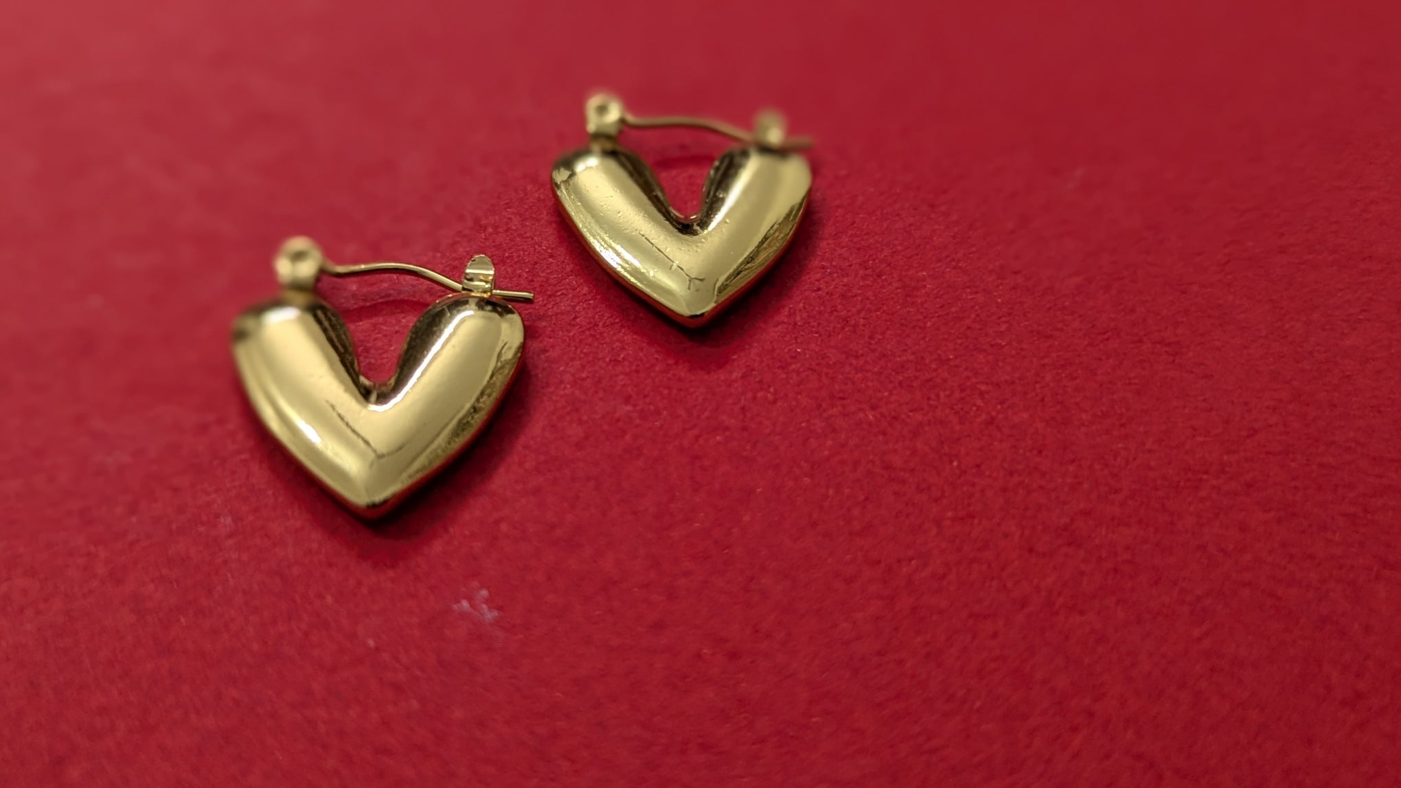 Gold Plated Stainless Steel Balloon Heart Shape Hoop Earring